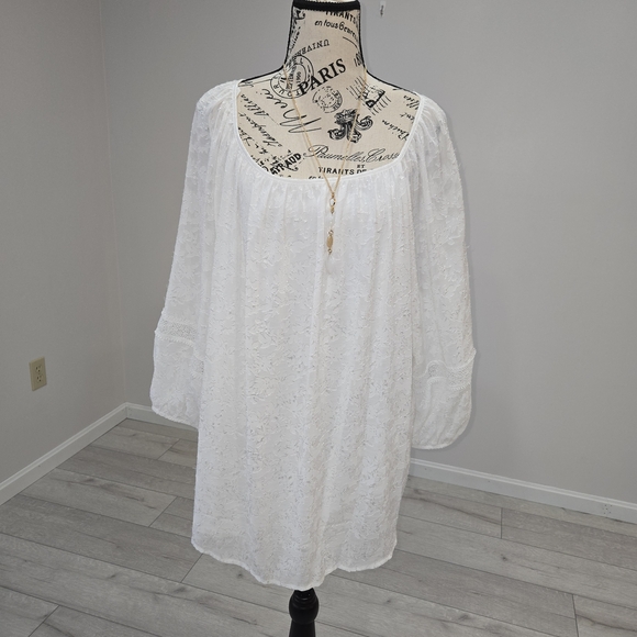 I.N. Studio Off White Peasant Tunic Lace Necklace Set Size 2X - Picture 2 of 11